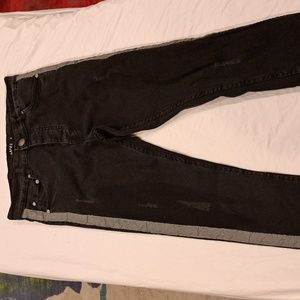 Man, Size 32R, 30" inseam, Black w/Reflective Strip, Button Fly, Denim Jeans
